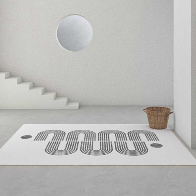 Simplicity Lines Print Rug Polyester Area Carpet Non-Slip Backing Carpet for Living Room