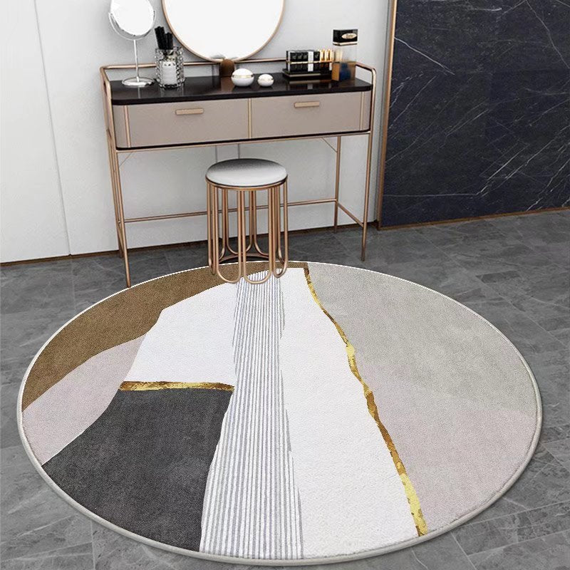 Bold Area Carpet Round Abstract Print Carpet Polyester Rug with Non-Slip Backing