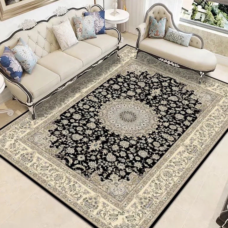 Multicolor Area Rug Polyester Floral Printed Carpet Stain Resistant Carpet for Home Decor