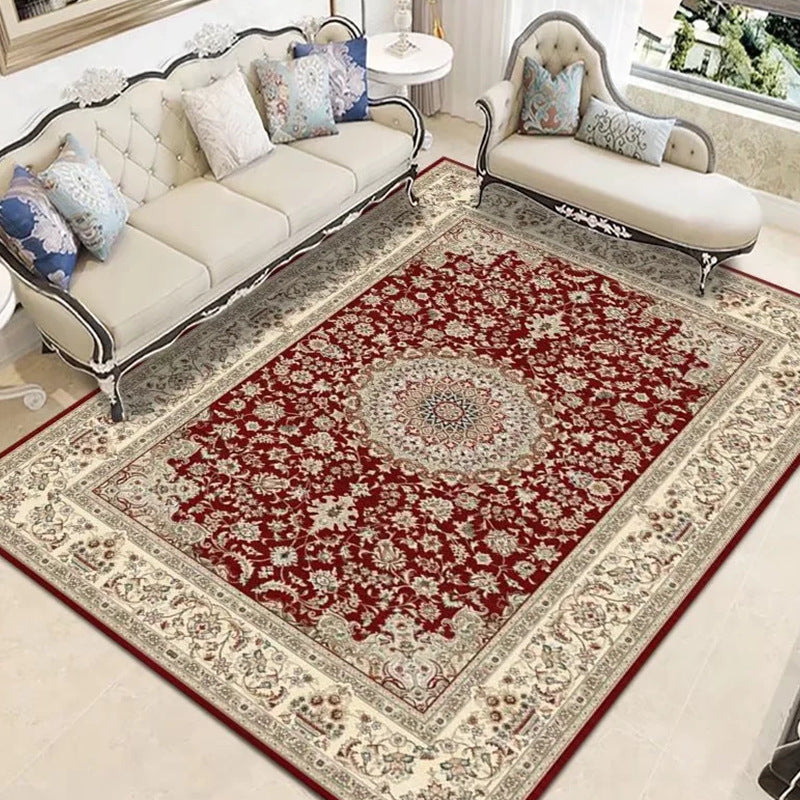 Multicolor Area Rug Polyester Floral Printed Carpet Stain Resistant Carpet for Home Decor
