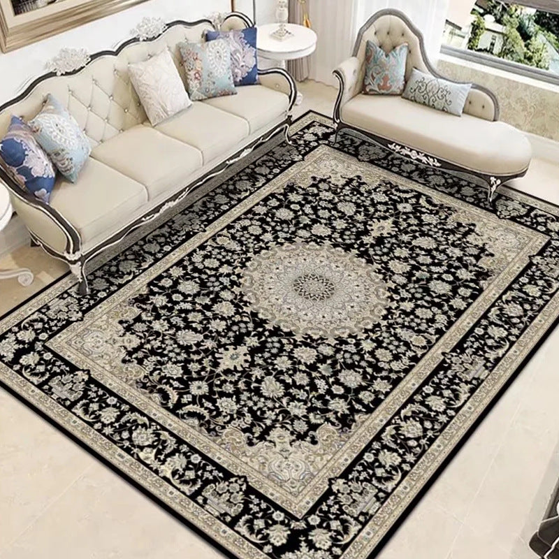 Multicolor Area Rug Polyester Floral Printed Carpet Stain Resistant Carpet for Home Decor