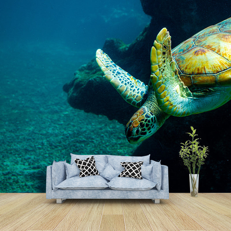 Fancy Wall Mural Sea Turtle Patterned Sitting Room Wall Mural
