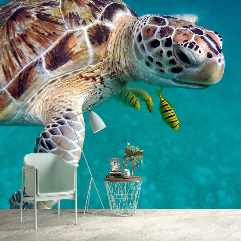 Fancy Wall Mural Sea Turtle Patterned Sitting Room Wall Mural