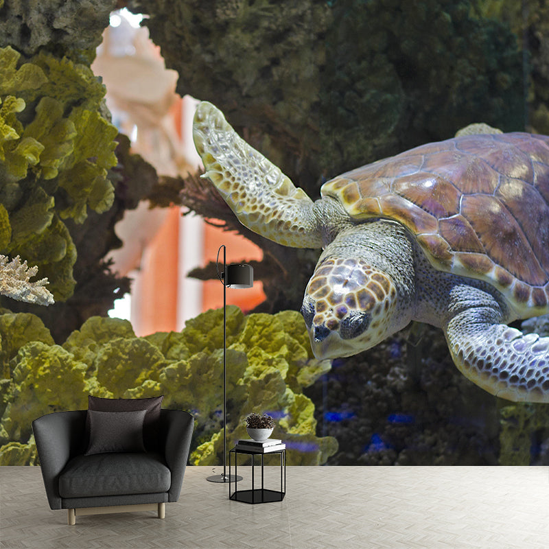 Fancy Wall Mural Sea Turtle Patterned Sitting Room Wall Mural