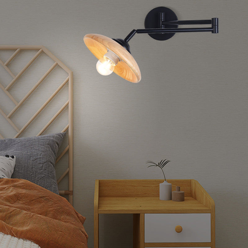 1 - Light Flexible Wall Sconce Minimalist Metal and Wood Wall Light