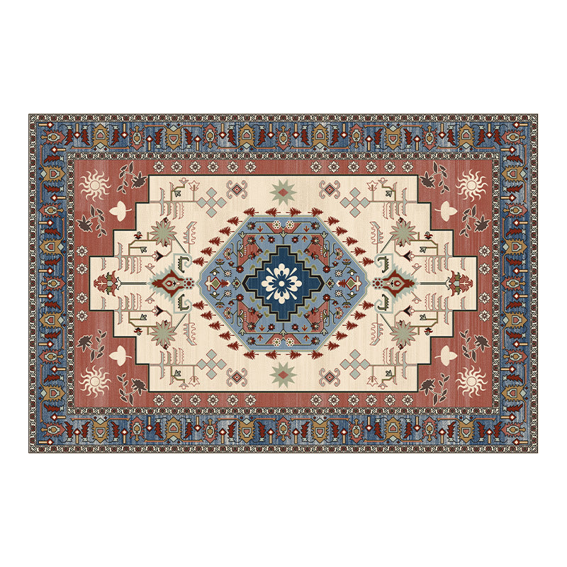 Mid-Century Rug Comfort Floral Print Carpet Non-Slip Backing Carpet for Living Room