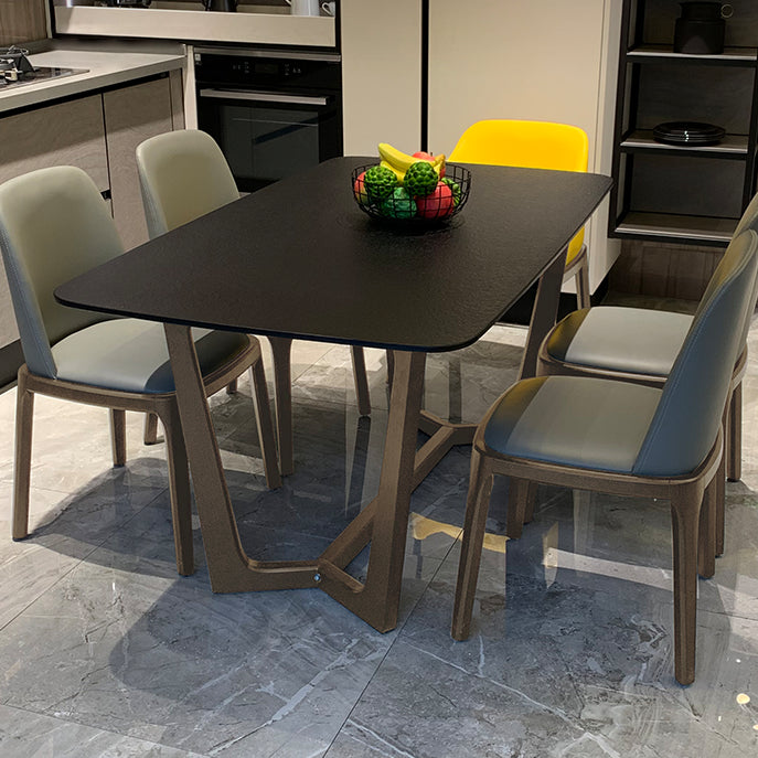 Rectangle Dining Table Sintered Stone Dining Table with Trestle Base