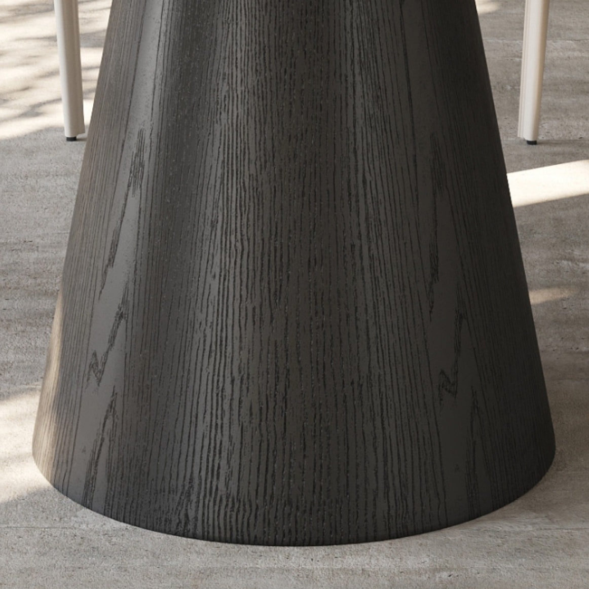 Solid Wood Pedestal Dining Table Oval Stone Top Dining Table in White