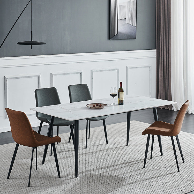 Industrial Rectangle Stone Table Standard Height Kitchen Room Table with 4 Legs