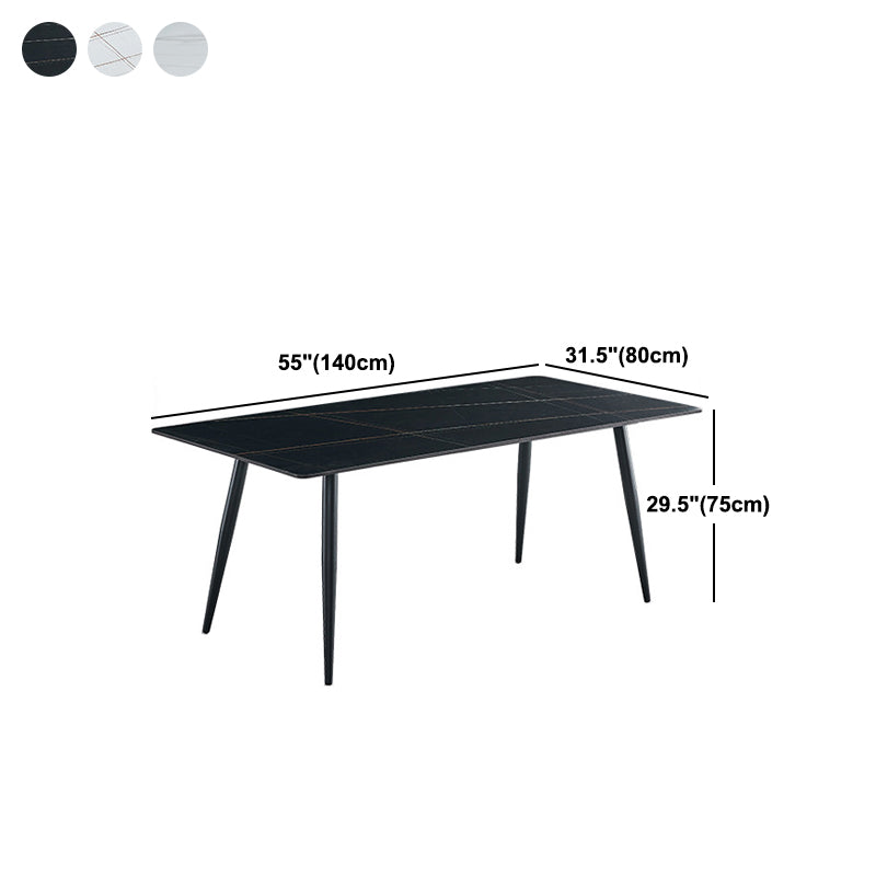 Industrial Rectangle Stone Table Standard Height Kitchen Room Table with 4 Legs