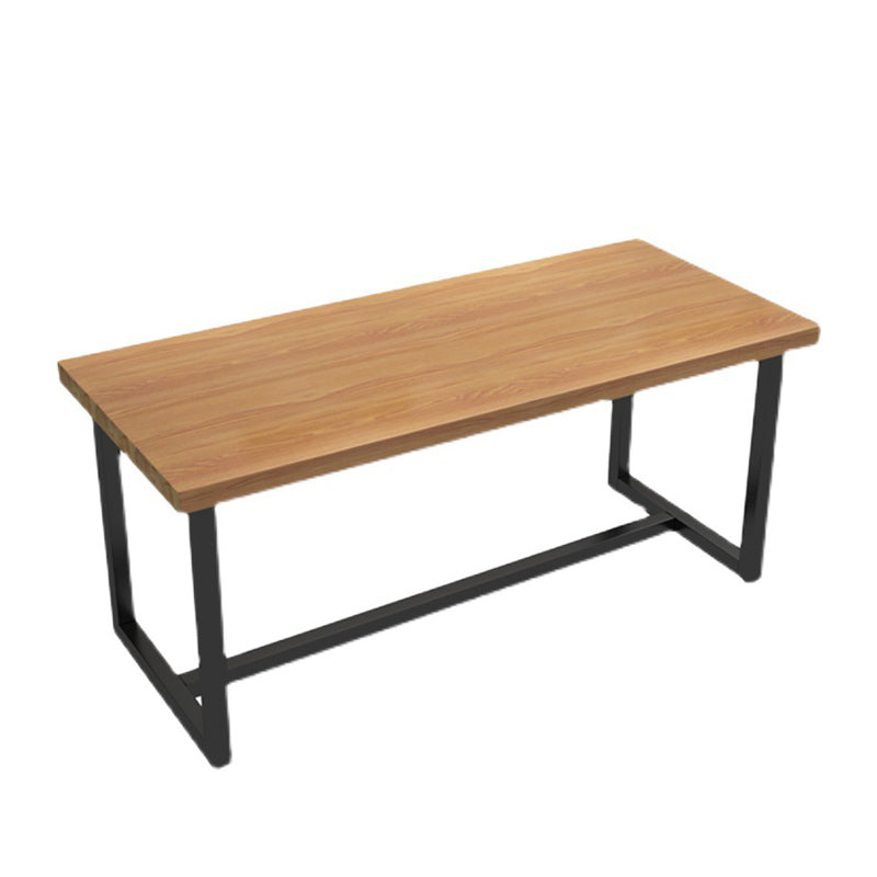 Black Metal Trestle Counter Table Industrial Rectangle Solid Wood Top Table