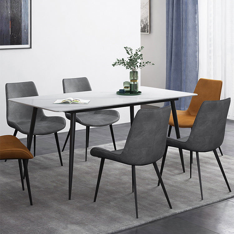 Industrial Rectangle Stone Table Standard Height Kitchen Table with 4 Legs