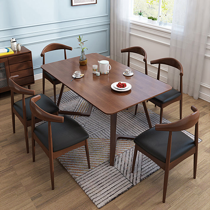 Rubberwood Solid Wood Dining Table Rectangle Table for Home Kitchen