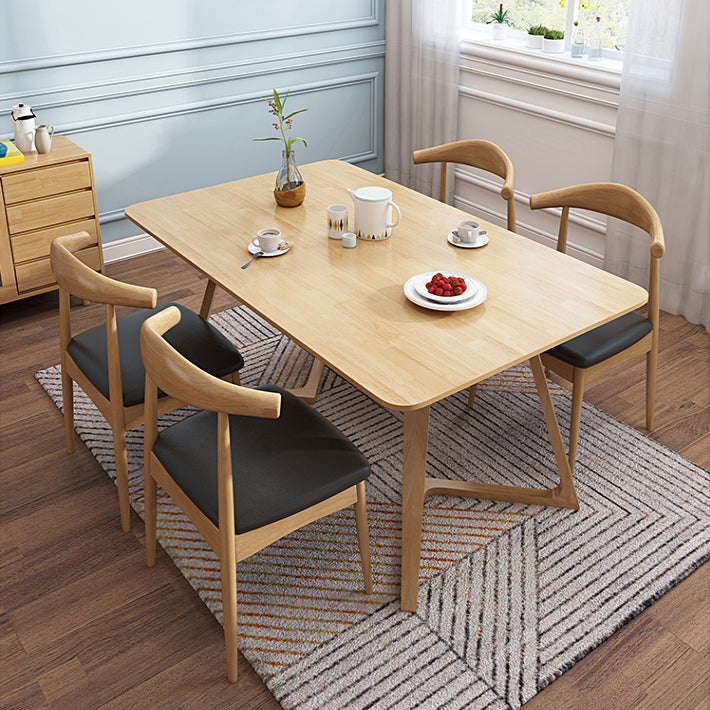 Rubberwood Solid Wood Dining Table Rectangle Table for Home Kitchen