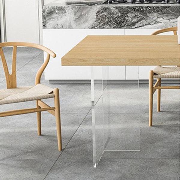 Solid Wood Double Pedestal Table Rectangle Modern Dining Room Kitchen Table