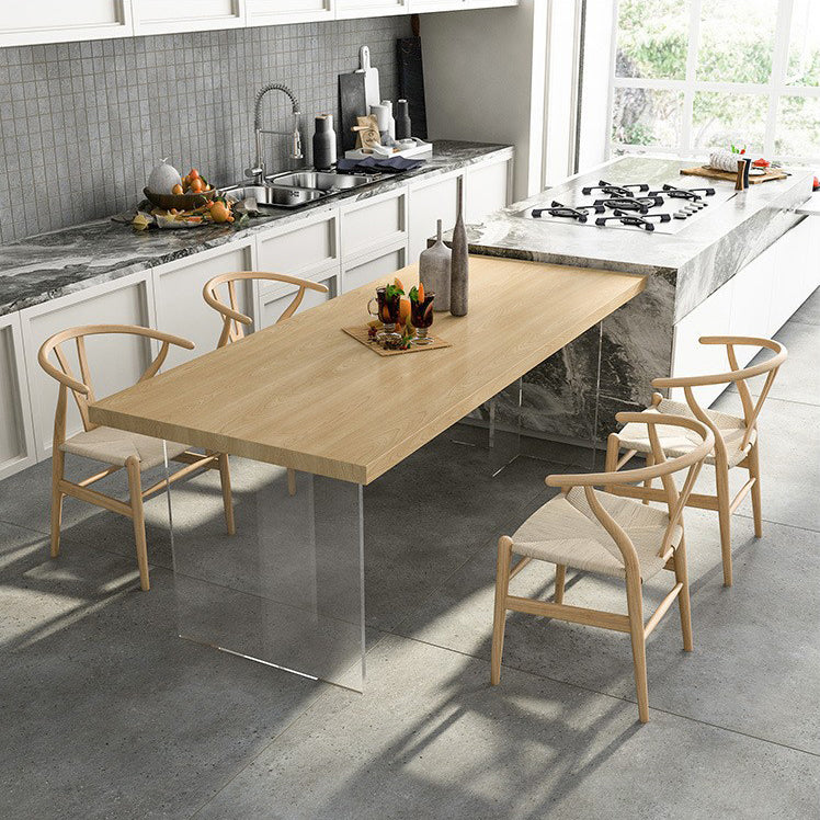 Solid Wood Double Pedestal Table Rectangle Modern Dining Room Kitchen Table