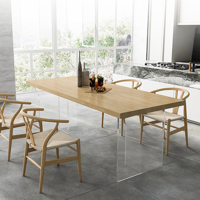 Solid Wood Double Pedestal Table Rectangle Modern Dining Room Kitchen Table