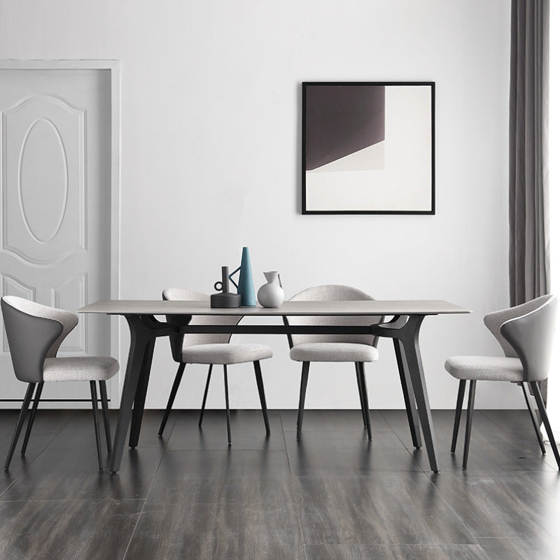 Gray Stone Top Table Rectangle Modern Dining Table with 4 Legs