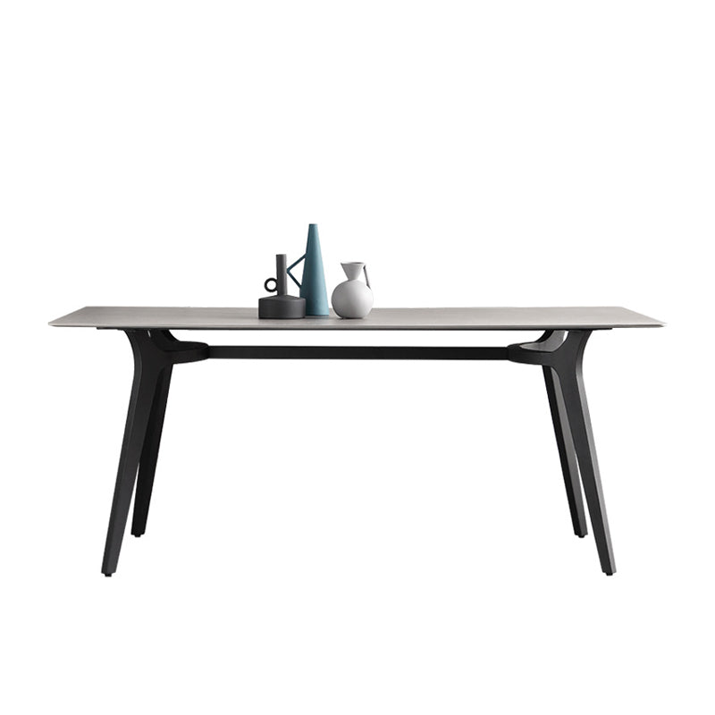 Gray Stone Top Table Rectangle Modern Dining Table with 4 Legs