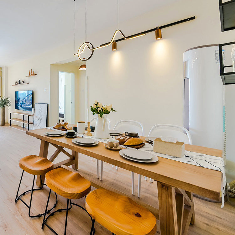 Modern Pine Wood Dining Table Rectangular Trestle Dining Table for Home Use