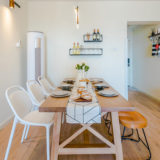 Modern Pine Wood Dining Table Rectangular Trestle Dining Table for Home Use