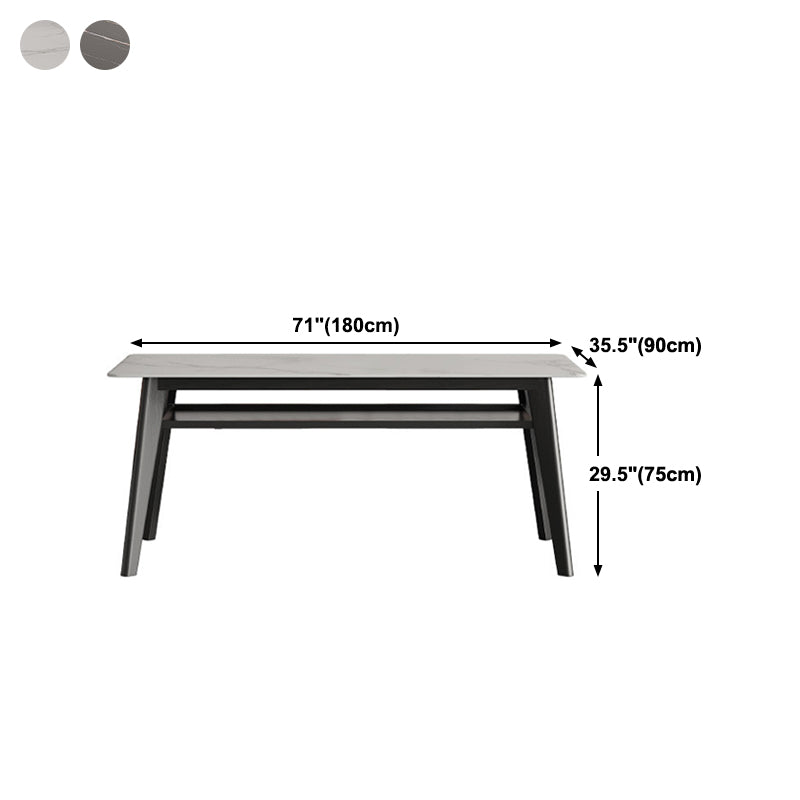 Stone Top Dining Table Contemporary Dining Table with 4 Wood Legs