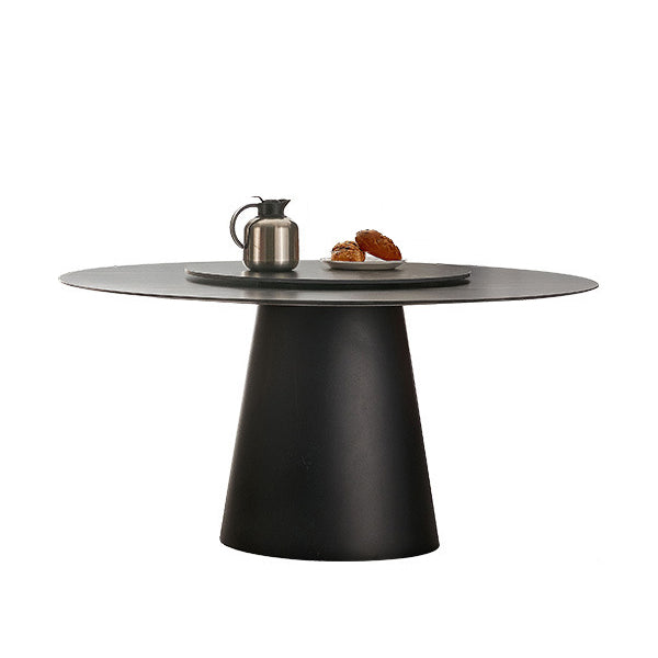 Black Stone Top Dining Table Contemporary Dining Table with Pedestal Base