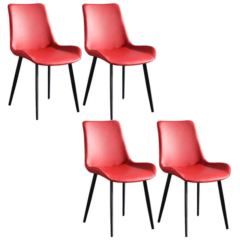 Faux Leather Upholstered Dining Chairs Modern Armless Home Side Chair