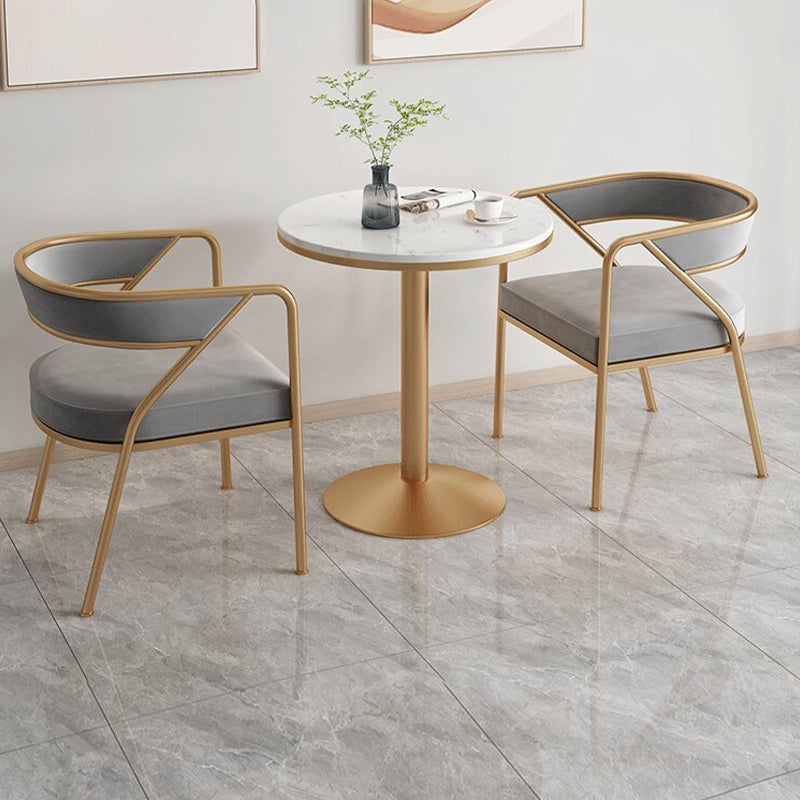 Glam Style Arm Dining Chairs Gold Iron Frame Open Back Dining Side Chair