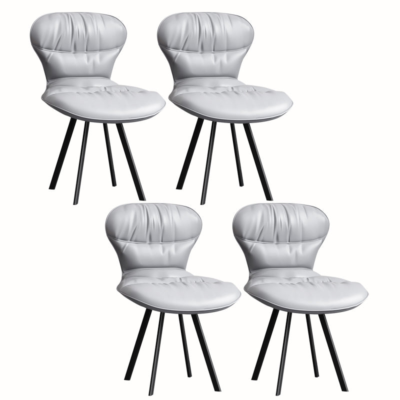 Black Steel Legs Dining Chairs Modern Armless Chair with Faux Leather Upholstered