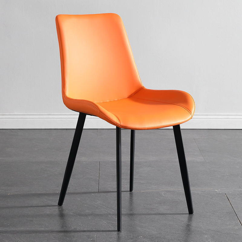 Faux Leather and Metal Side Chair Set Upholstered Side Dining Chairs