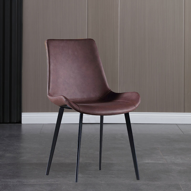 Faux Leather and Metal Side Chair Set Upholstered Side Dining Chairs
