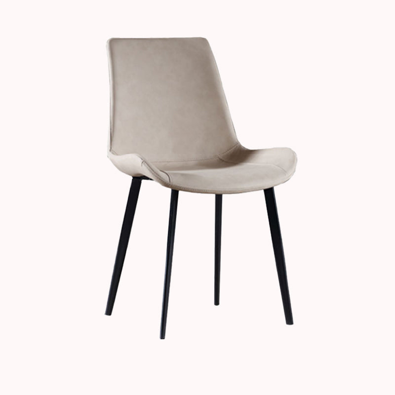 Faux Leather and Metal Side Chair Set Upholstered Side Dining Chairs