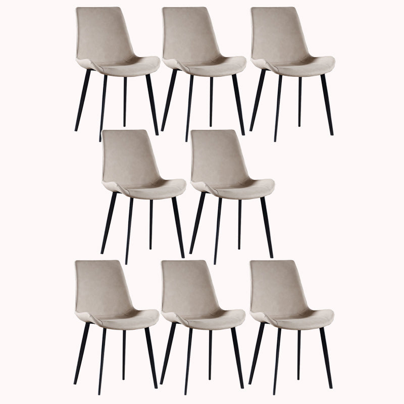 Faux Leather and Metal Side Chair Set Upholstered Side Dining Chairs