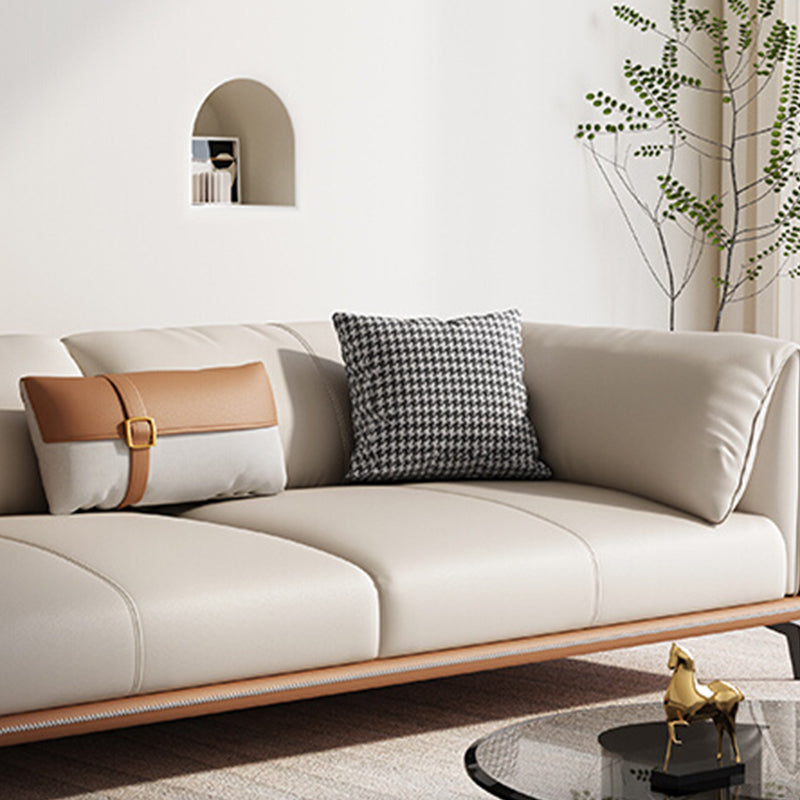 Contemporary Cushions Standard Pillow Top Arm Genuine Leather Sofa