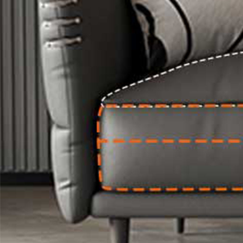 Leather Contemporary Square Arm Stain Resistant Settee Bench with Pillows