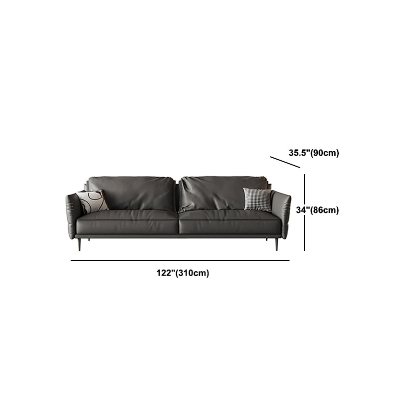 Leather Contemporary Square Arm Stain Resistant Settee Bench with Pillows