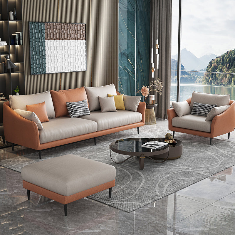 82.67" L Faux Leather Contemporary Sloped Arm Sofa Standard Sofa