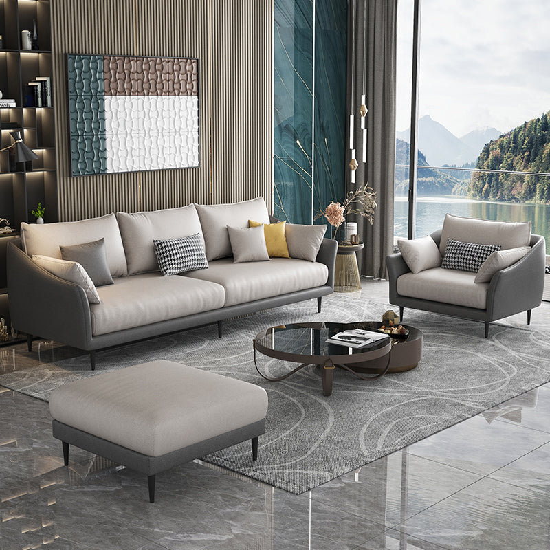 82.67" L Faux Leather Contemporary Sloped Arm Sofa Standard Sofa