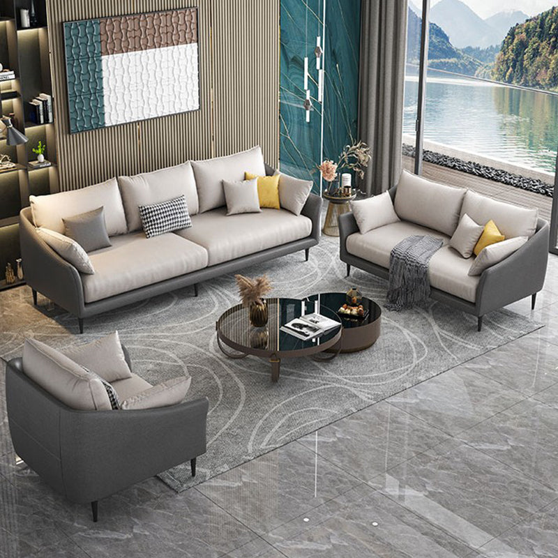 82.67" L Faux Leather Contemporary Sloped Arm Sofa Standard Sofa