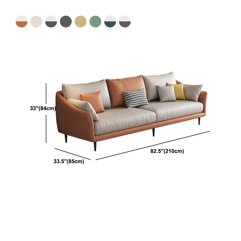 82.67" L Faux Leather Contemporary Sloped Arm Sofa Standard Sofa