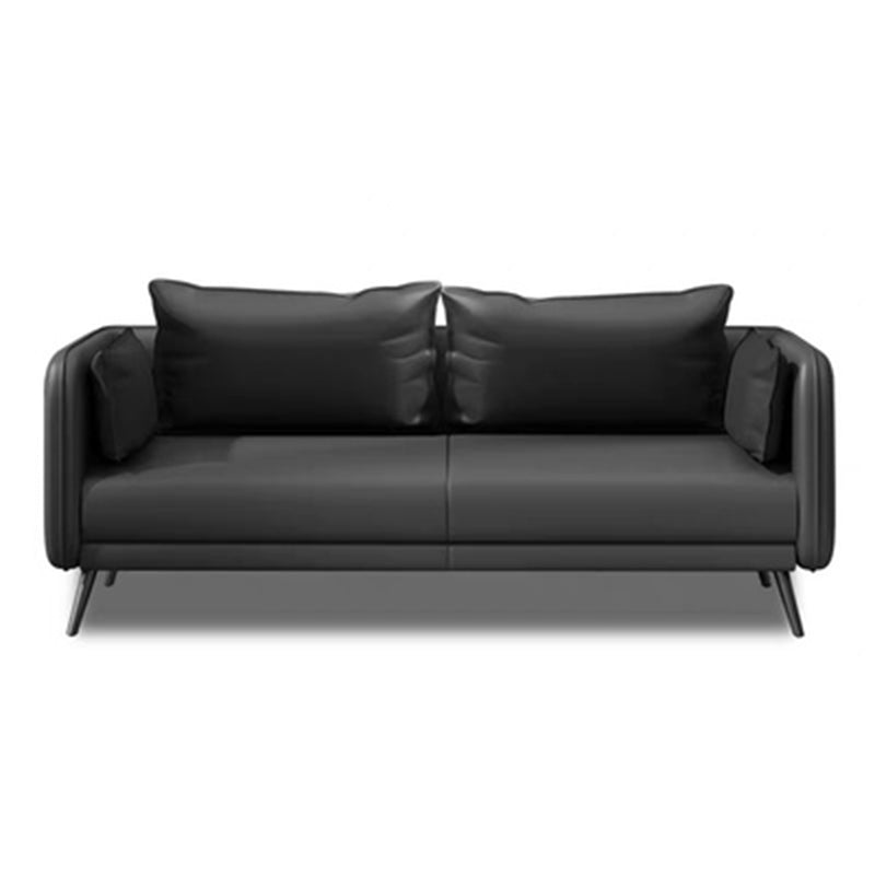 31.49" H Faux Leather Contemporary Tuxedo Arm Sofa Standard Sofa