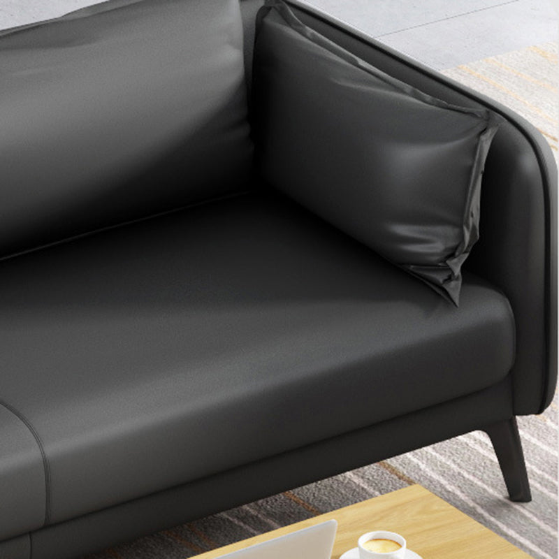 31.49" H Faux Leather Contemporary Tuxedo Arm Sofa Standard Sofa