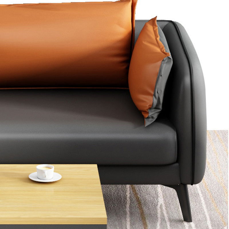 31.49" H Faux Leather Contemporary Tuxedo Arm Sofa Standard Sofa