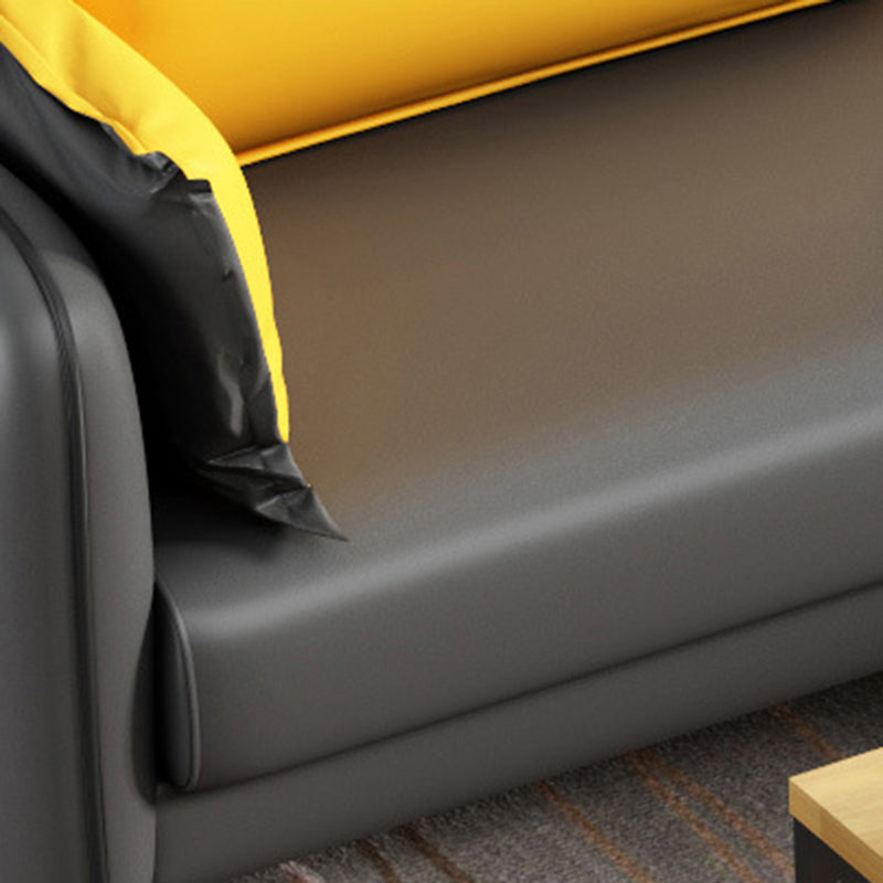 31.49" H Faux Leather Contemporary Tuxedo Arm Sofa Standard Sofa