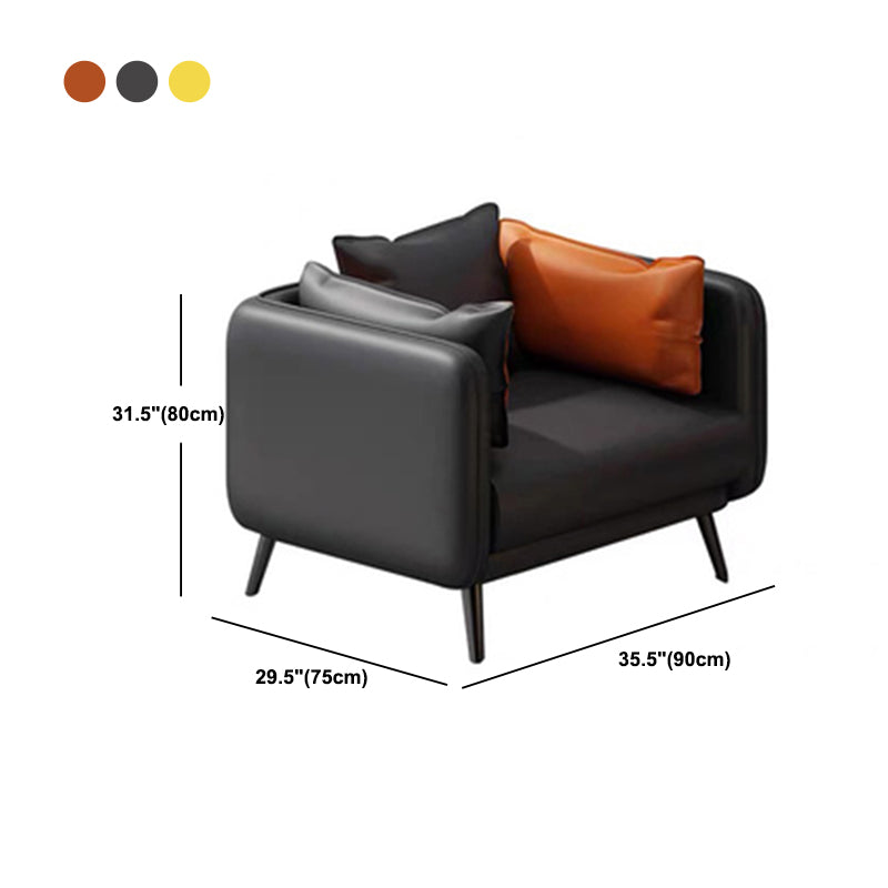 31.49" H Faux Leather Contemporary Tuxedo Arm Sofa Standard Sofa