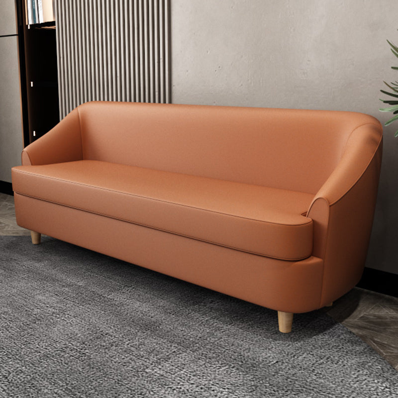 21.65" W x 27.55" H Faux Leather Recessed Arm Sofa Contemporary Stain Resistant Sofa