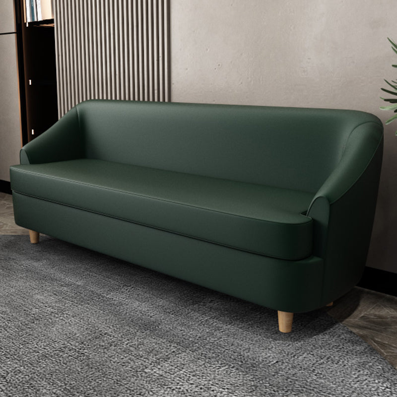 21.65" W x 27.55" H Faux Leather Recessed Arm Sofa Contemporary Stain Resistant Sofa