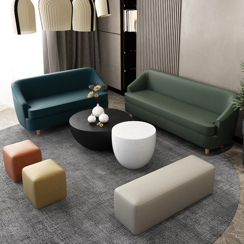 21.65" W x 27.55" H Faux Leather Recessed Arm Sofa Contemporary Stain Resistant Sofa