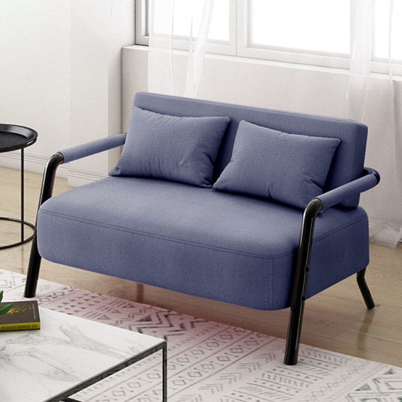 Contemporary Sofa with 2 Pillows Standard Square Arm Black Sofa